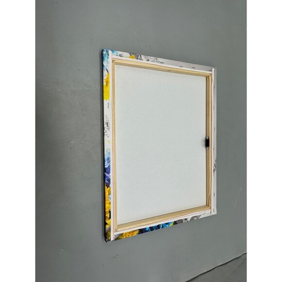 Set Of 3 Floral Canvas Wall Art Blue Yellow Flowers Butterflies rectangle READ - Picture 7 of 16